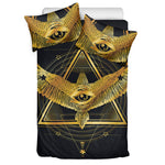Raven Masonic Eye Print Duvet Cover Bedding Set