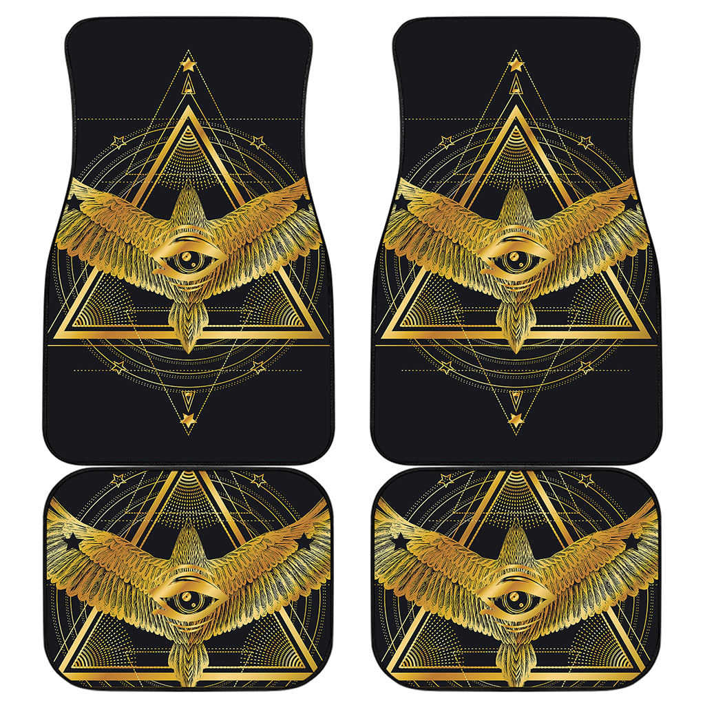 Raven Masonic Eye Print Front and Back Car Floor Mats