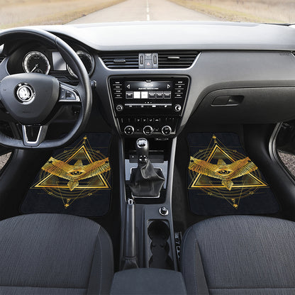 Raven Masonic Eye Print Front and Back Car Floor Mats