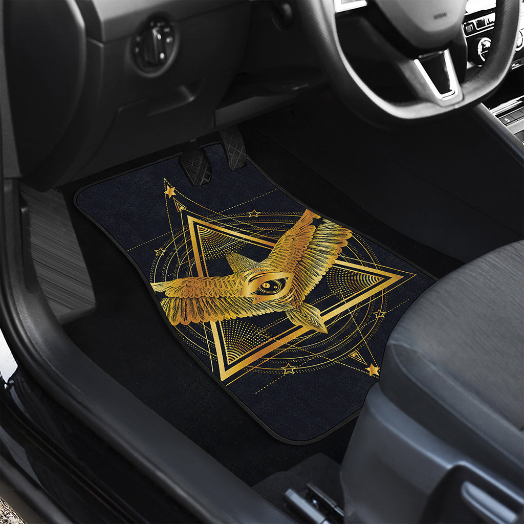 Raven Masonic Eye Print Front and Back Car Floor Mats