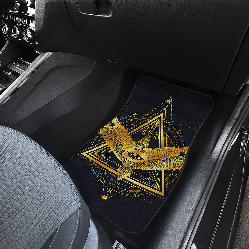 Raven Masonic Eye Print Front and Back Car Floor Mats