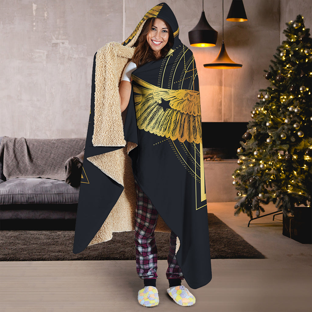 Raven Masonic Eye Print Hooded Blanket