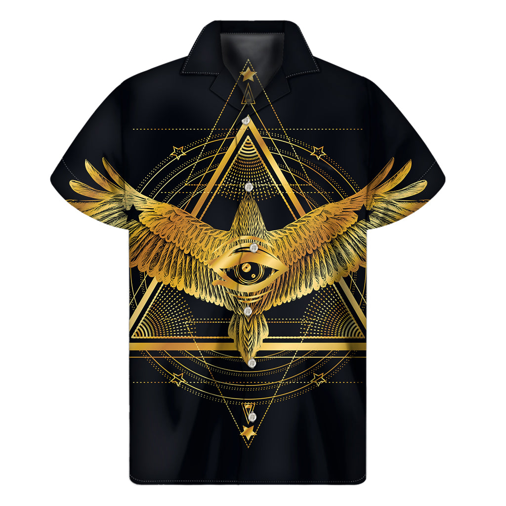 Raven Masonic Eye Print Men's Short Sleeve Shirt