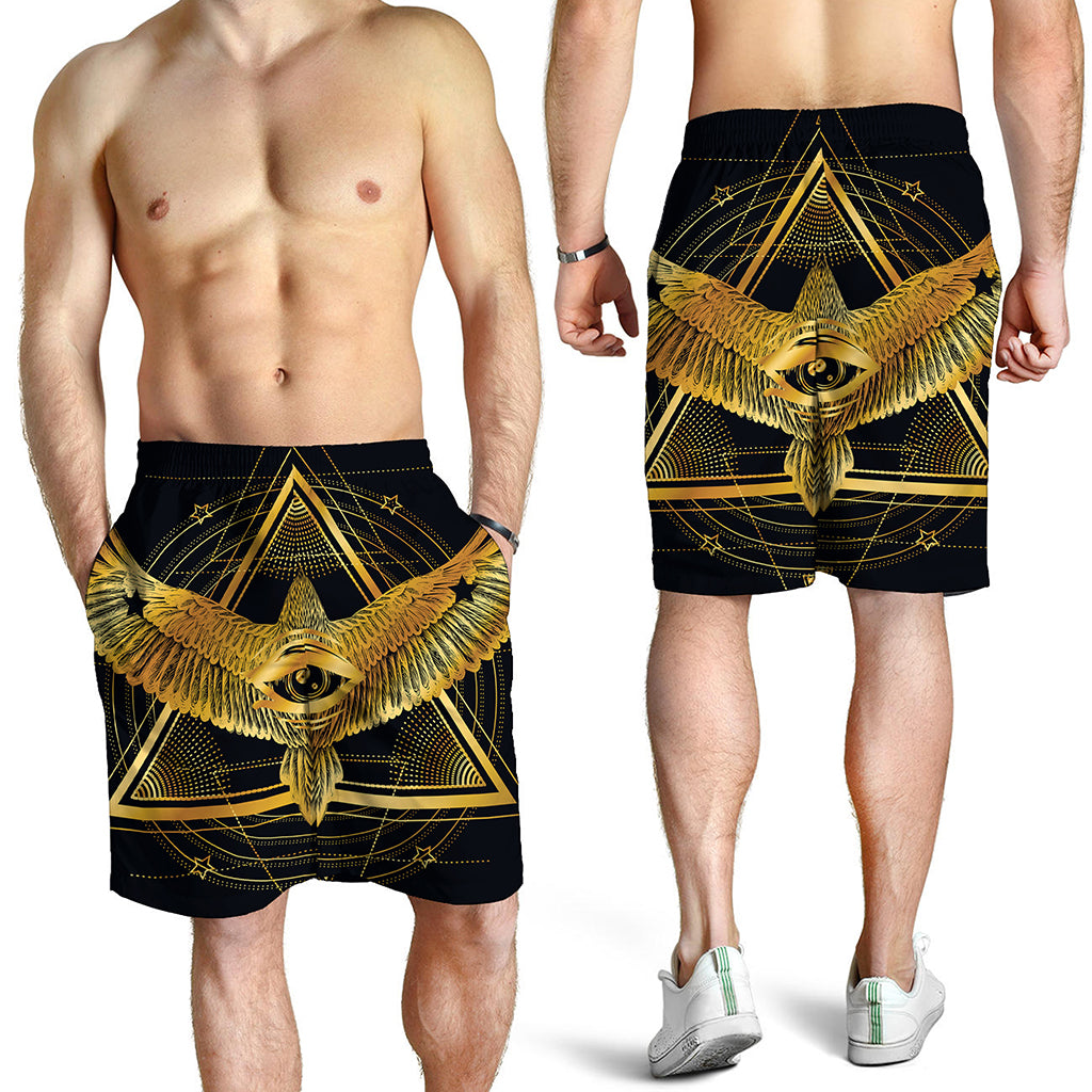 Raven Masonic Eye Print Men's Shorts