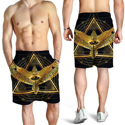 Raven Masonic Eye Print Men's Shorts