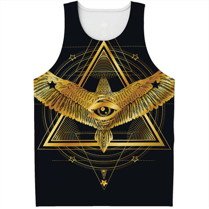 Raven Masonic Eye Print Men's Tank Top