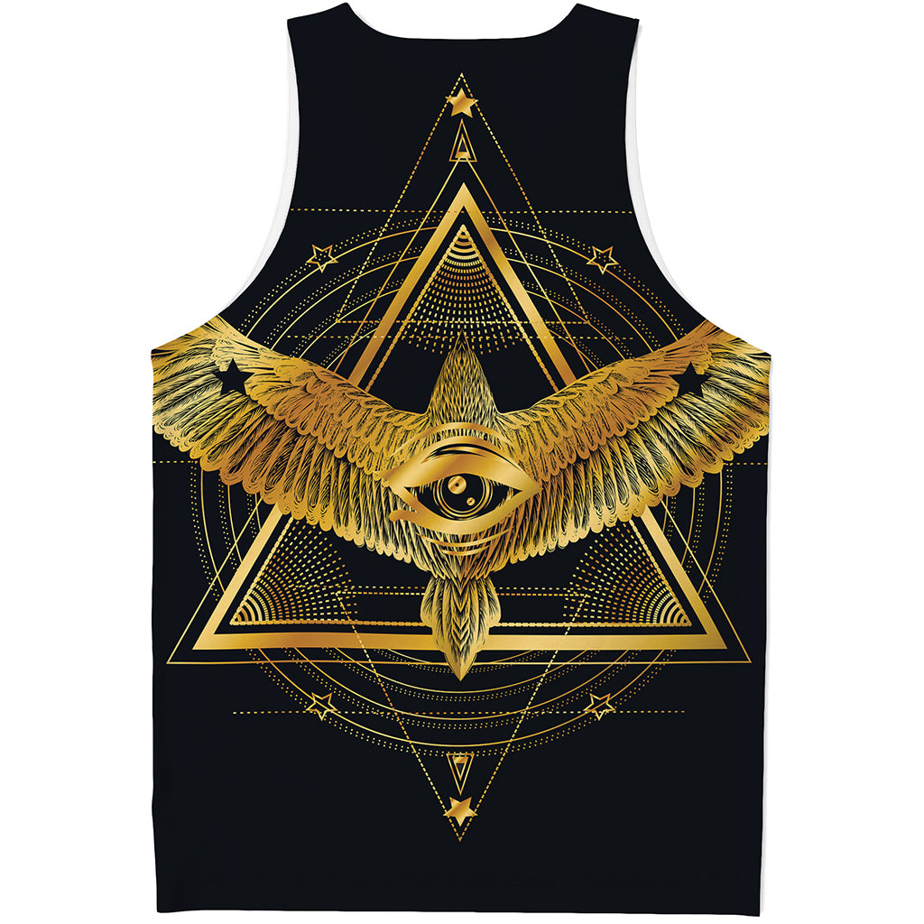 Raven Masonic Eye Print Men's Tank Top