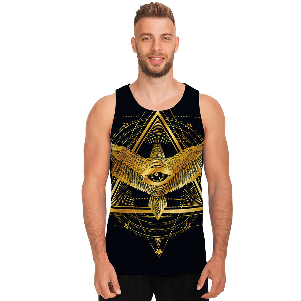 Raven Masonic Eye Print Men's Tank Top