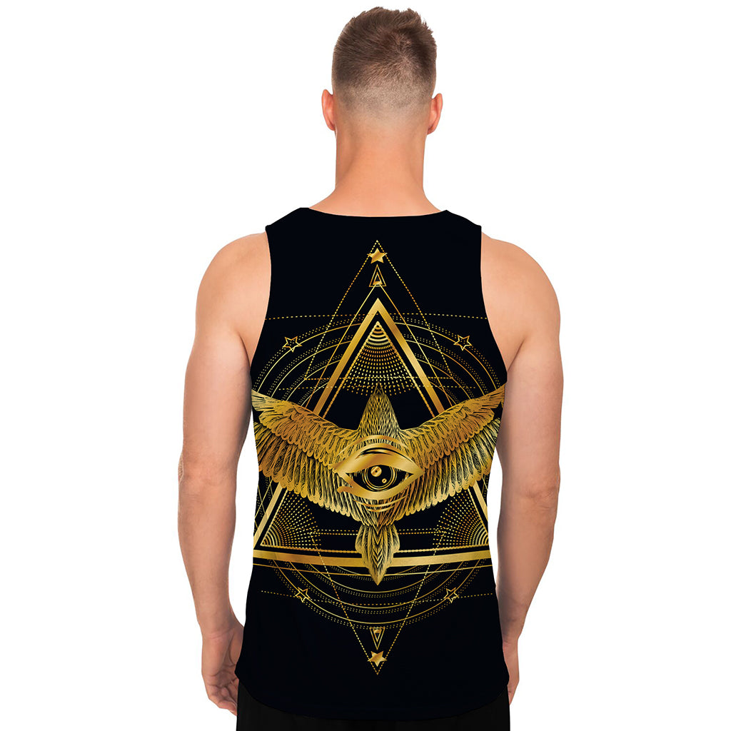 Raven Masonic Eye Print Men's Tank Top