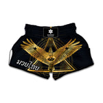 Raven Masonic Eye Print Muay Thai Boxing Shorts