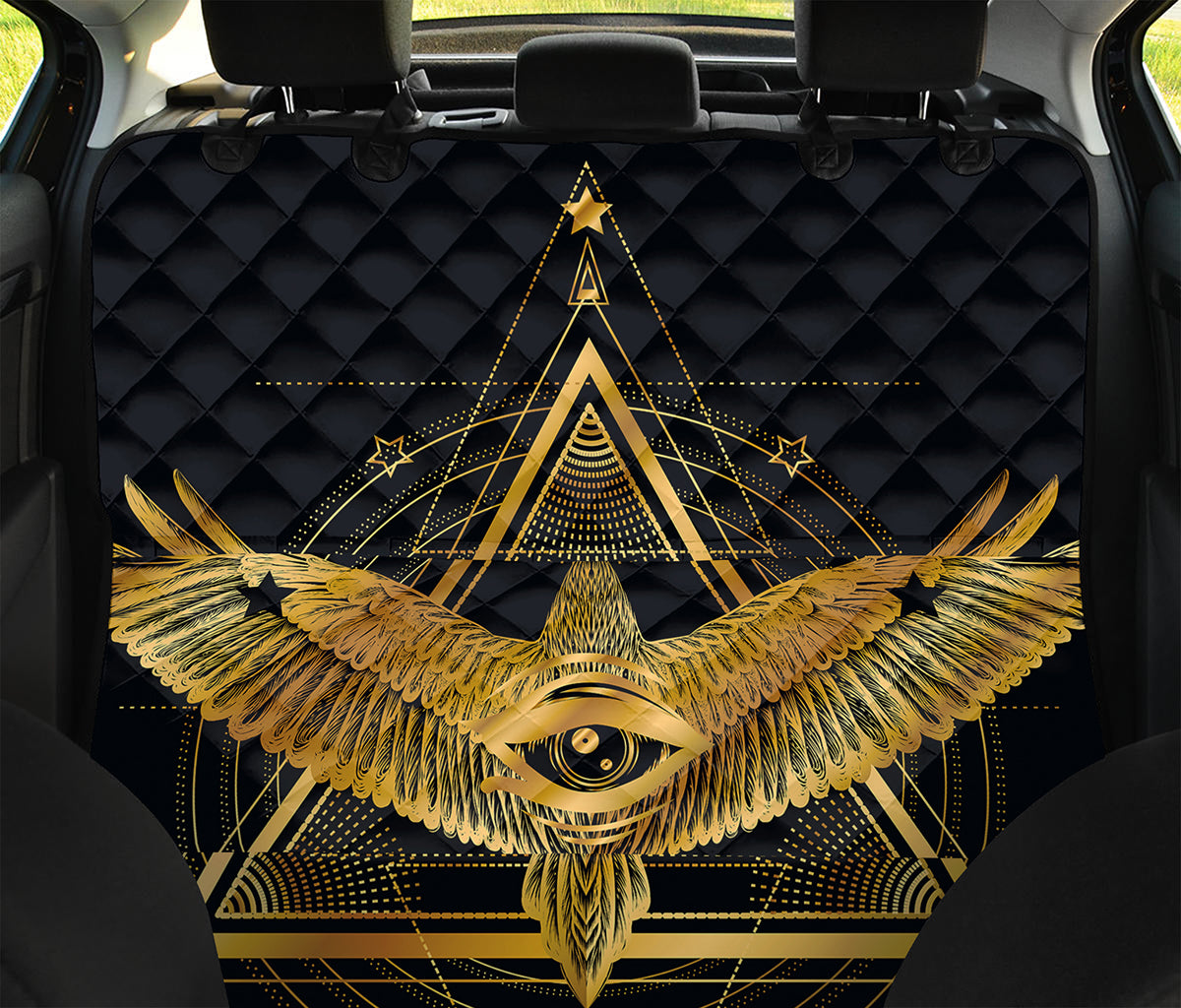 Raven Masonic Eye Print Pet Car Back Seat Cover