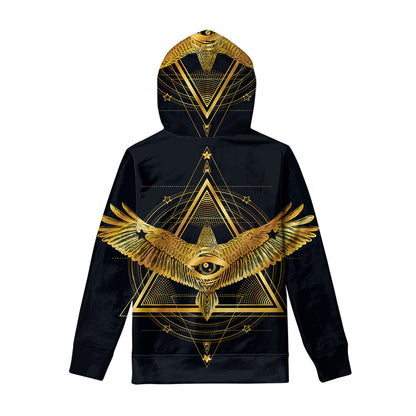 Raven Masonic Eye Print Pullover Hoodie
