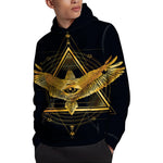 Raven Masonic Eye Print Pullover Hoodie