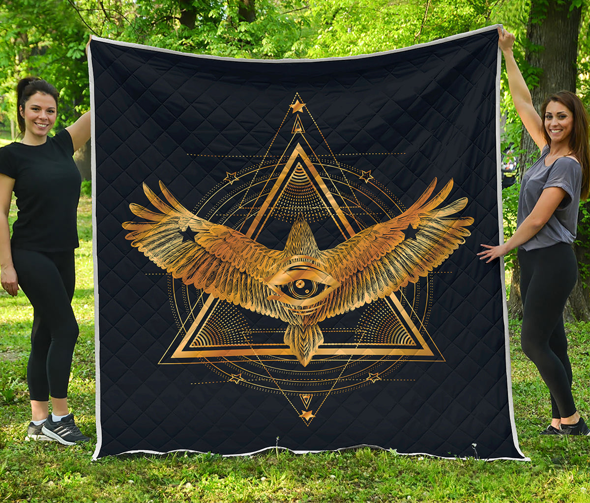 Raven Masonic Eye Print Quilt