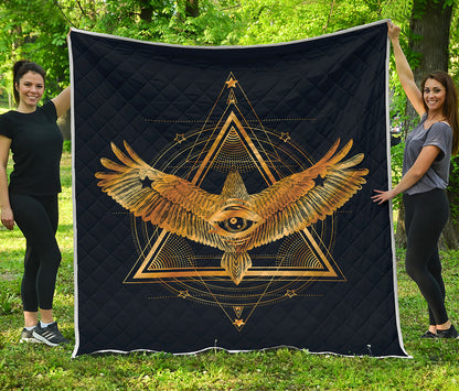 Raven Masonic Eye Print Quilt