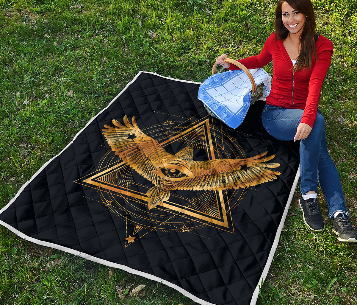 Raven Masonic Eye Print Quilt