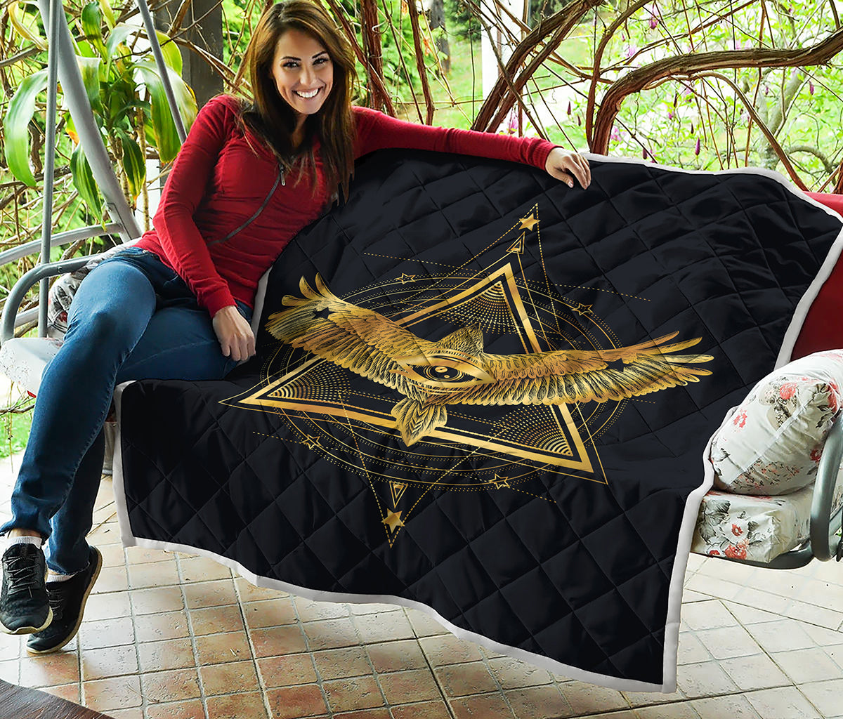 Raven Masonic Eye Print Quilt
