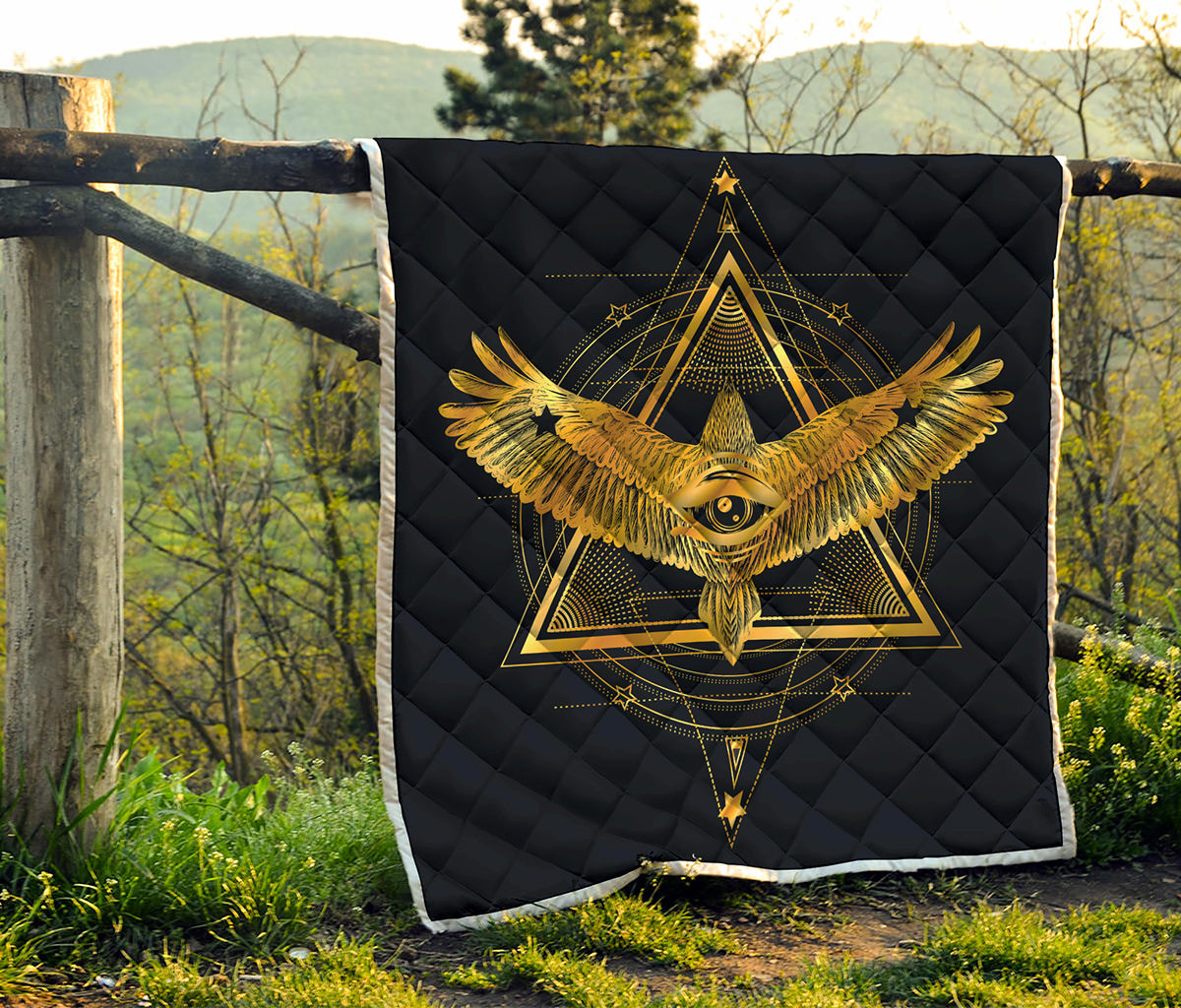 Raven Masonic Eye Print Quilt