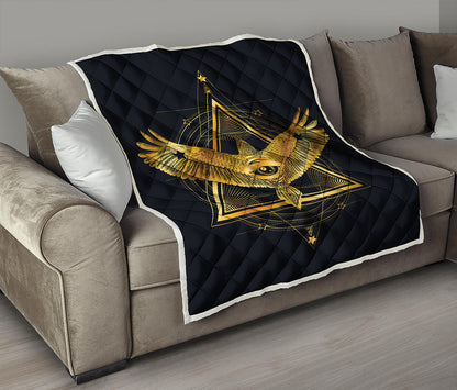Raven Masonic Eye Print Quilt