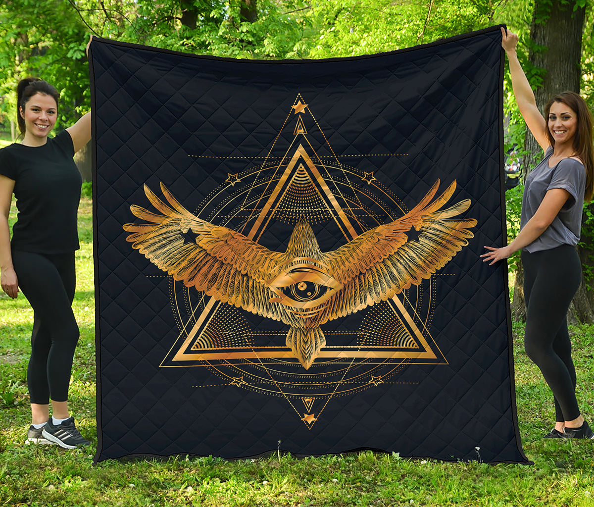 Raven Masonic Eye Print Quilt