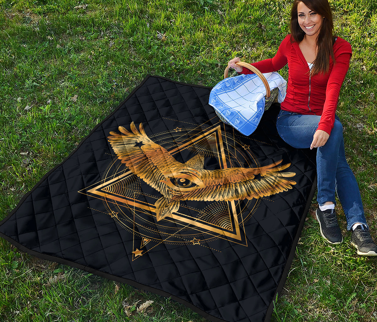 Raven Masonic Eye Print Quilt