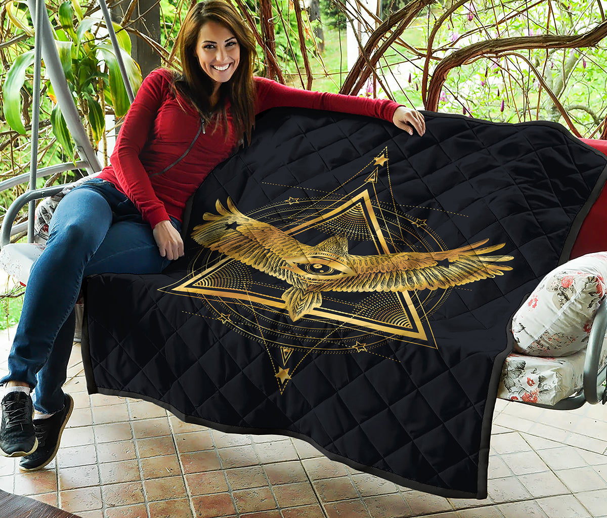 Raven Masonic Eye Print Quilt