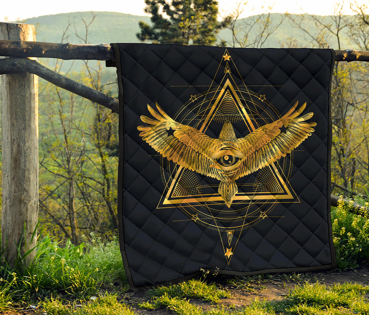 Raven Masonic Eye Print Quilt