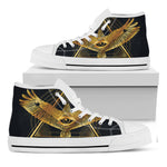 Raven Masonic Eye Print White High Top Shoes