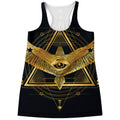 Raven Masonic Eye Print Women's Racerback Tank Top