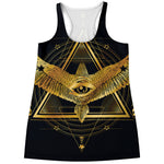 Raven Masonic Eye Print Women's Racerback Tank Top