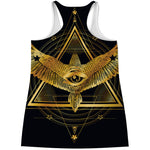 Raven Masonic Eye Print Women's Racerback Tank Top