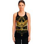 Raven Masonic Eye Print Women's Racerback Tank Top