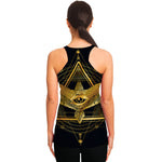 Raven Masonic Eye Print Women's Racerback Tank Top