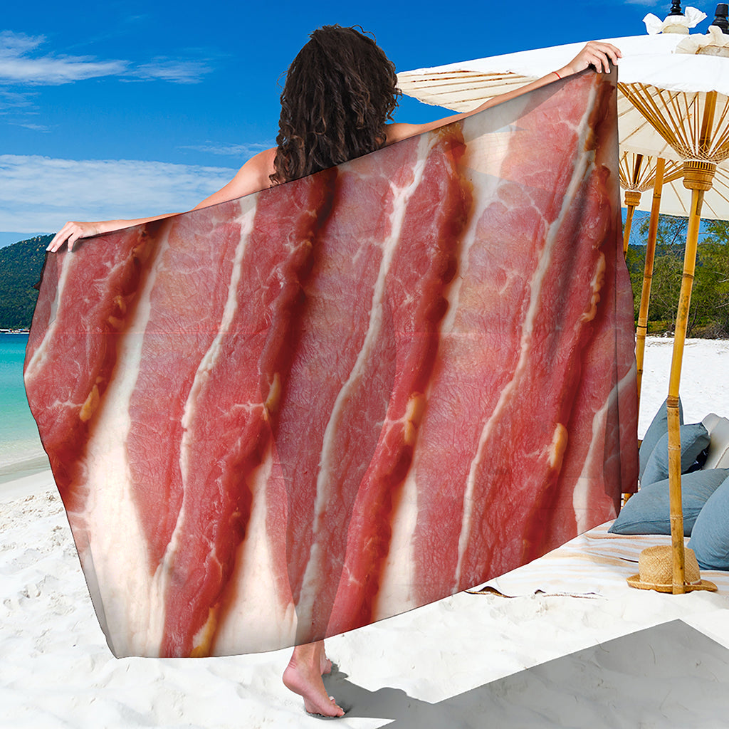 Raw Bacon Print Beach Sarong Wrap