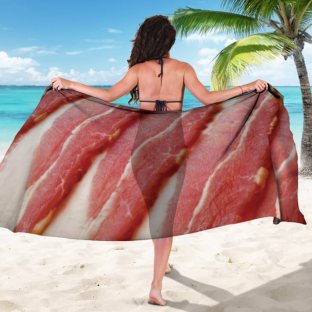 Raw Bacon Print Beach Sarong Wrap