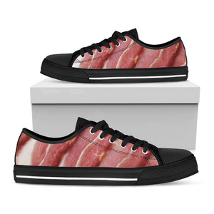 Raw Bacon Print Black Low Top Shoes