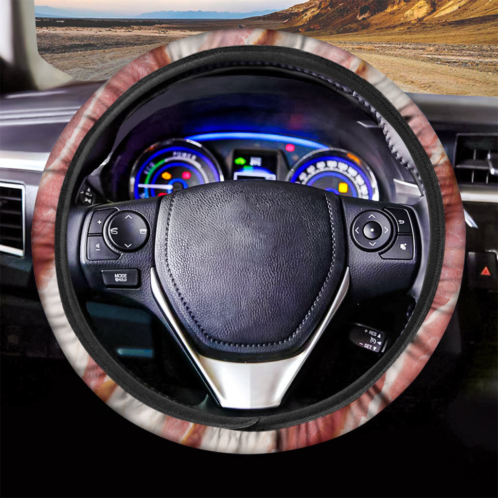 Raw Bacon Print Car Steering Wheel Cover