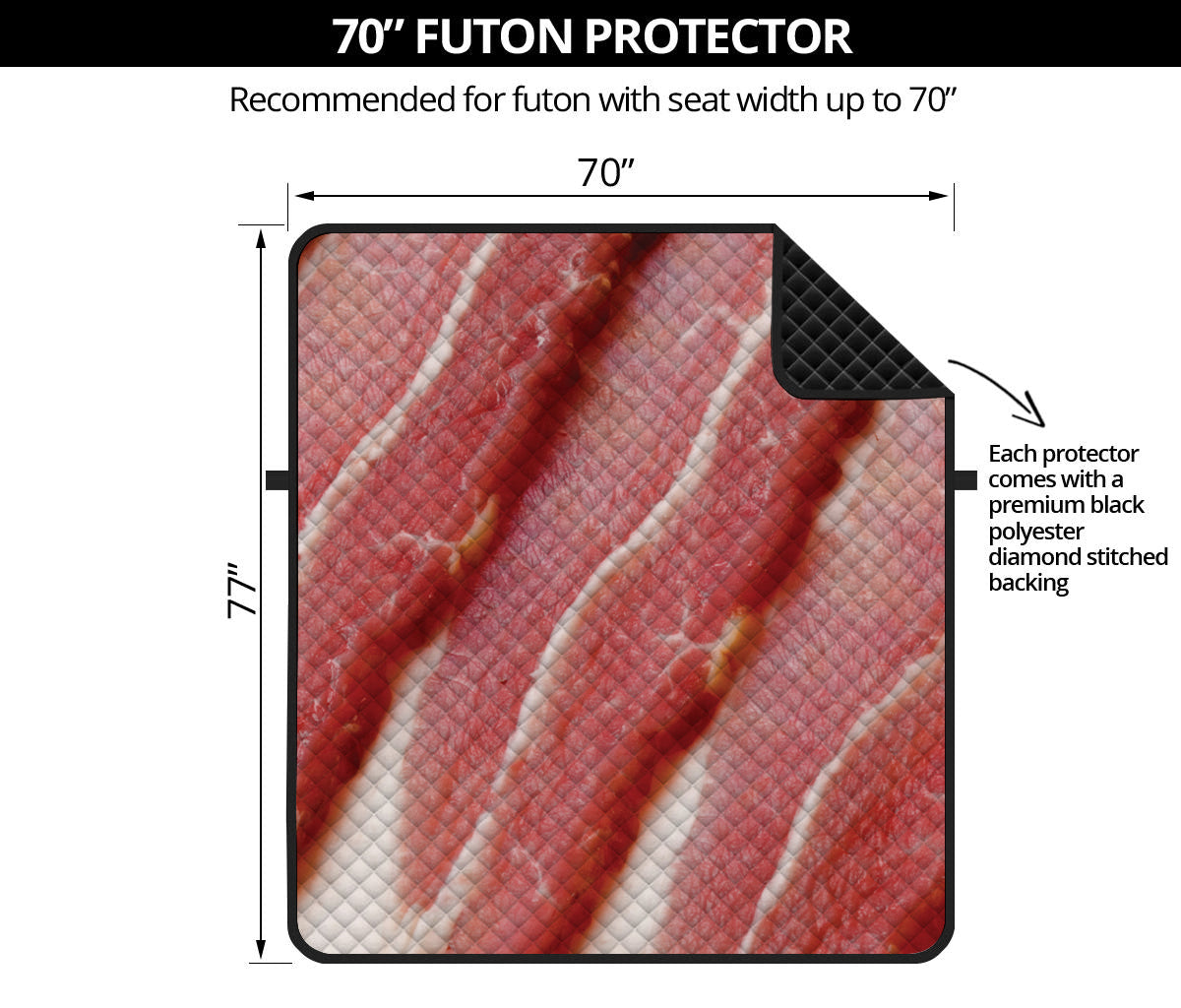 Raw Bacon Print Futon Protector