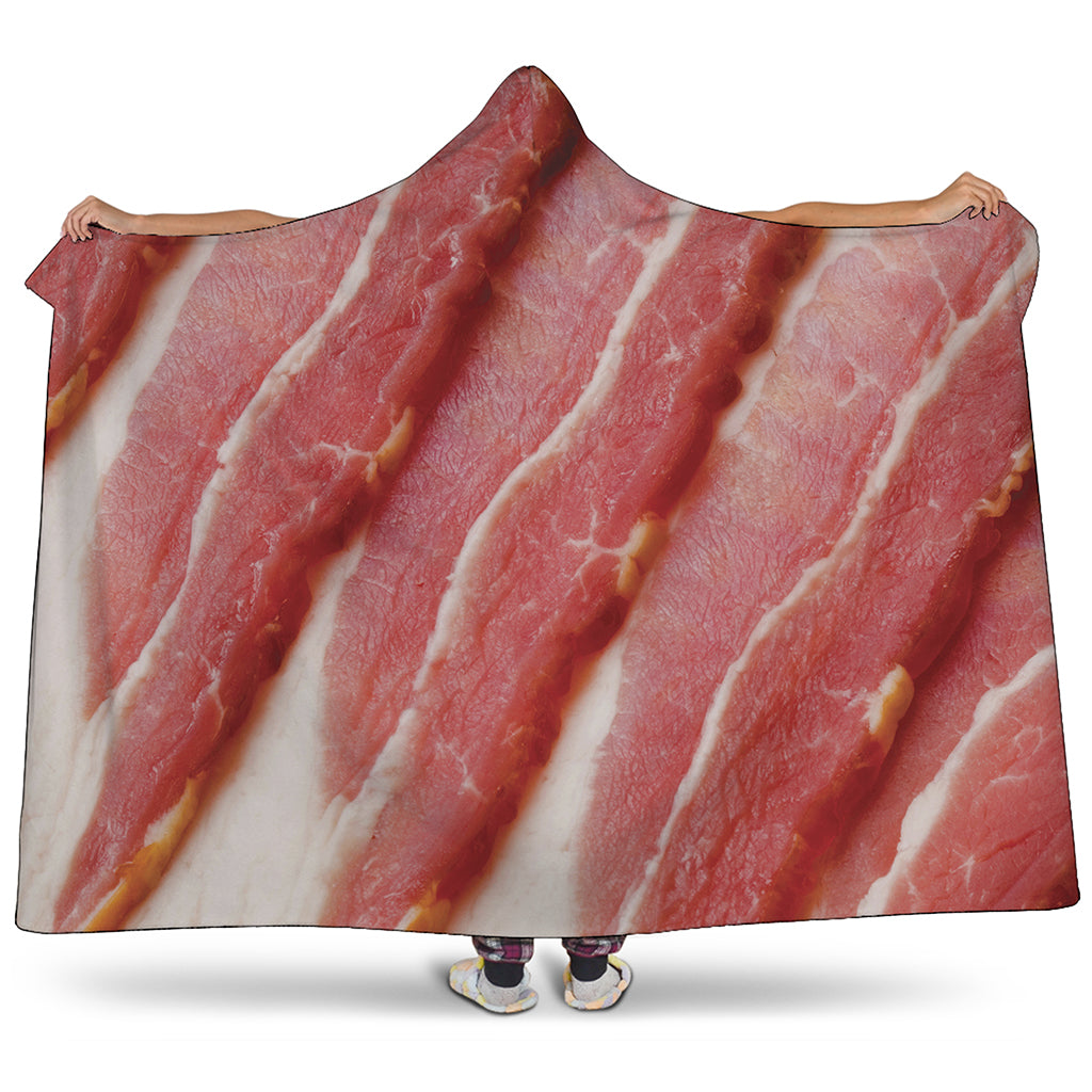 Raw Bacon Print Hooded Blanket