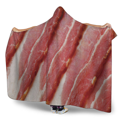 Raw Bacon Print Hooded Blanket