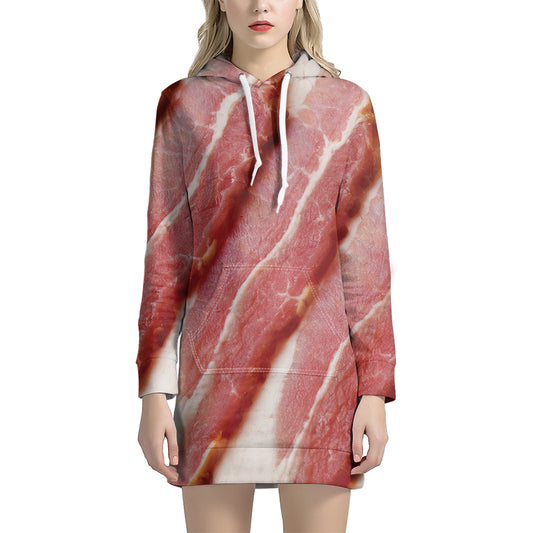 Raw Bacon Print Hoodie Dress