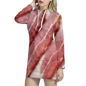 Raw Bacon Print Hoodie Dress