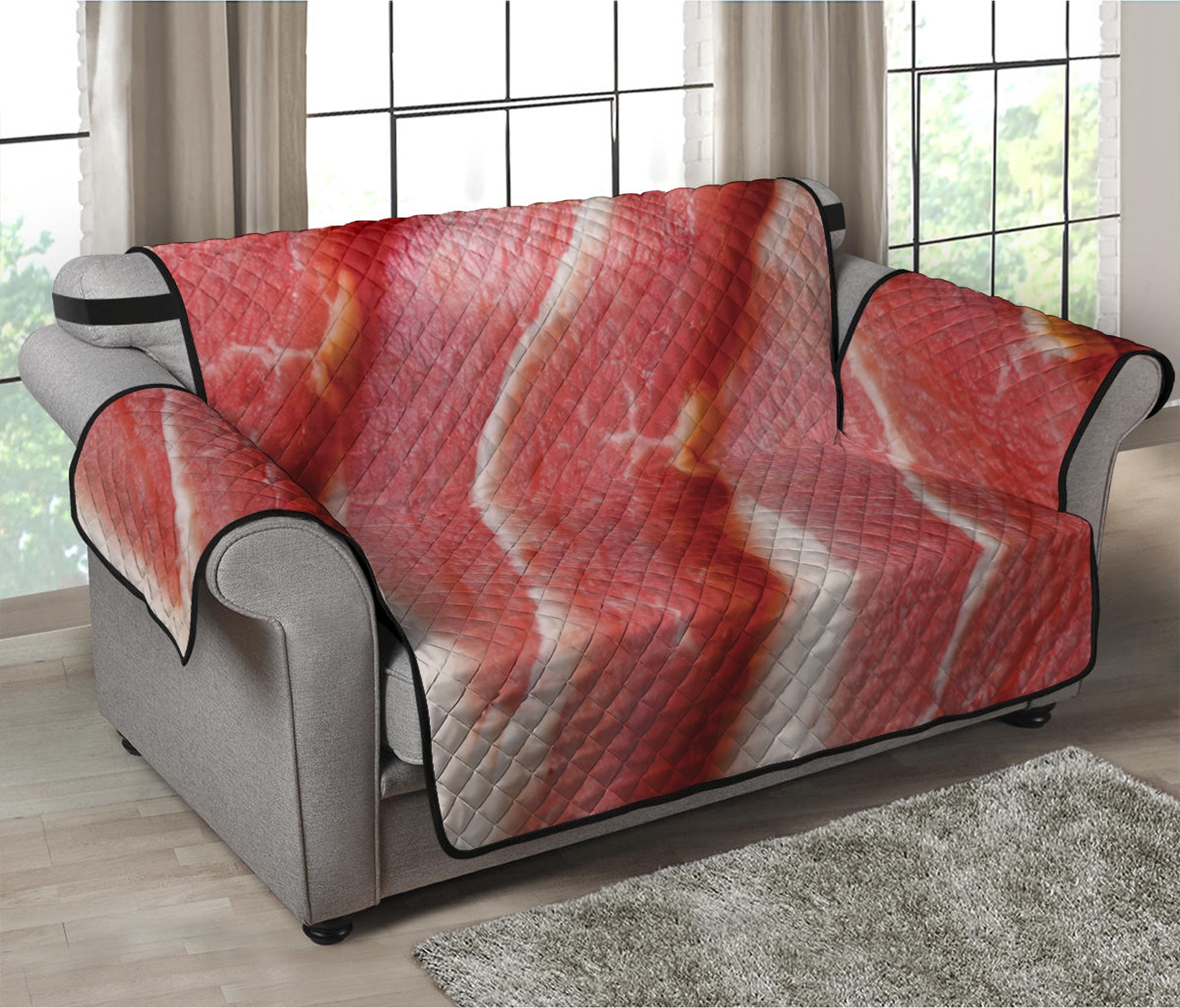 Raw Bacon Print Loveseat Protector