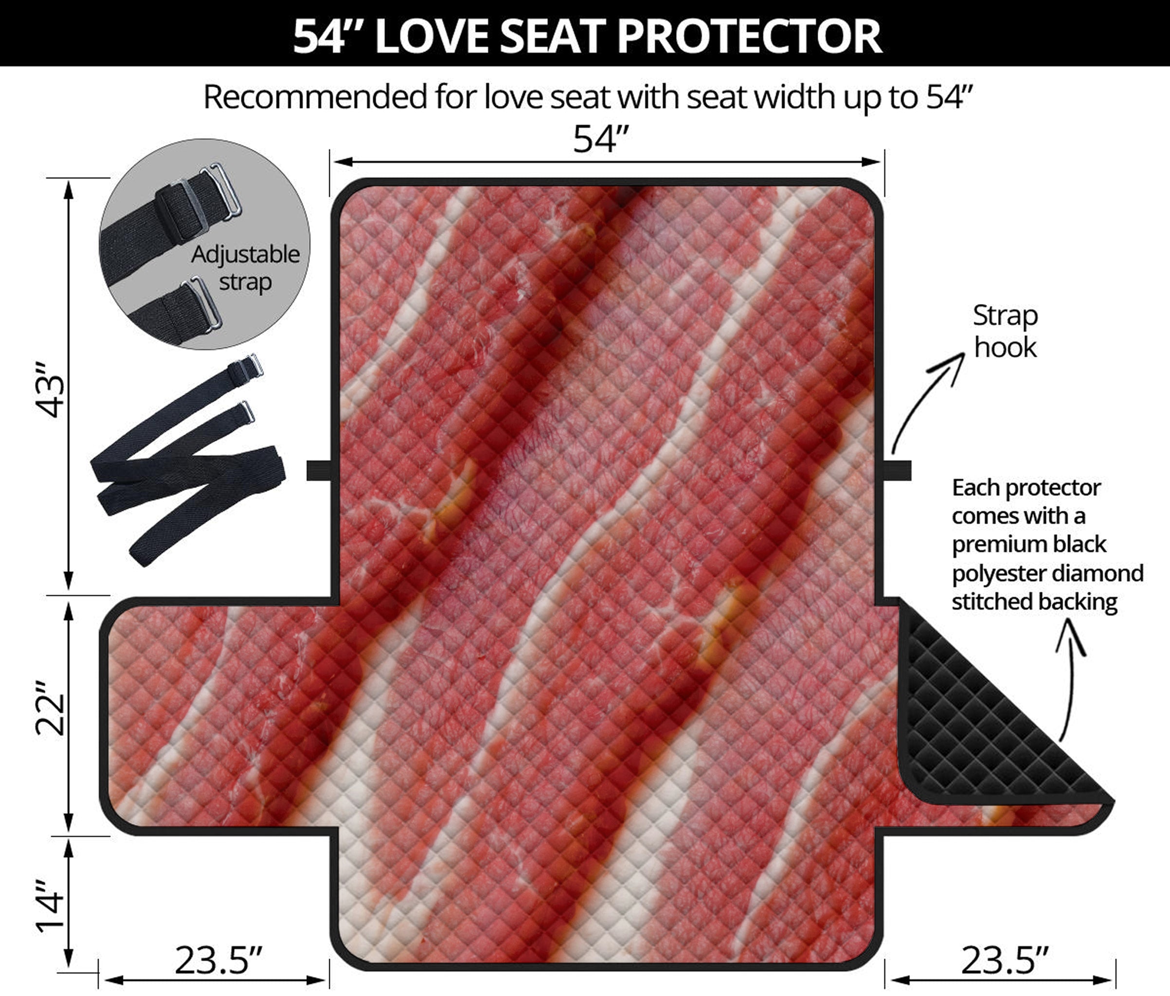 Raw Bacon Print Loveseat Protector