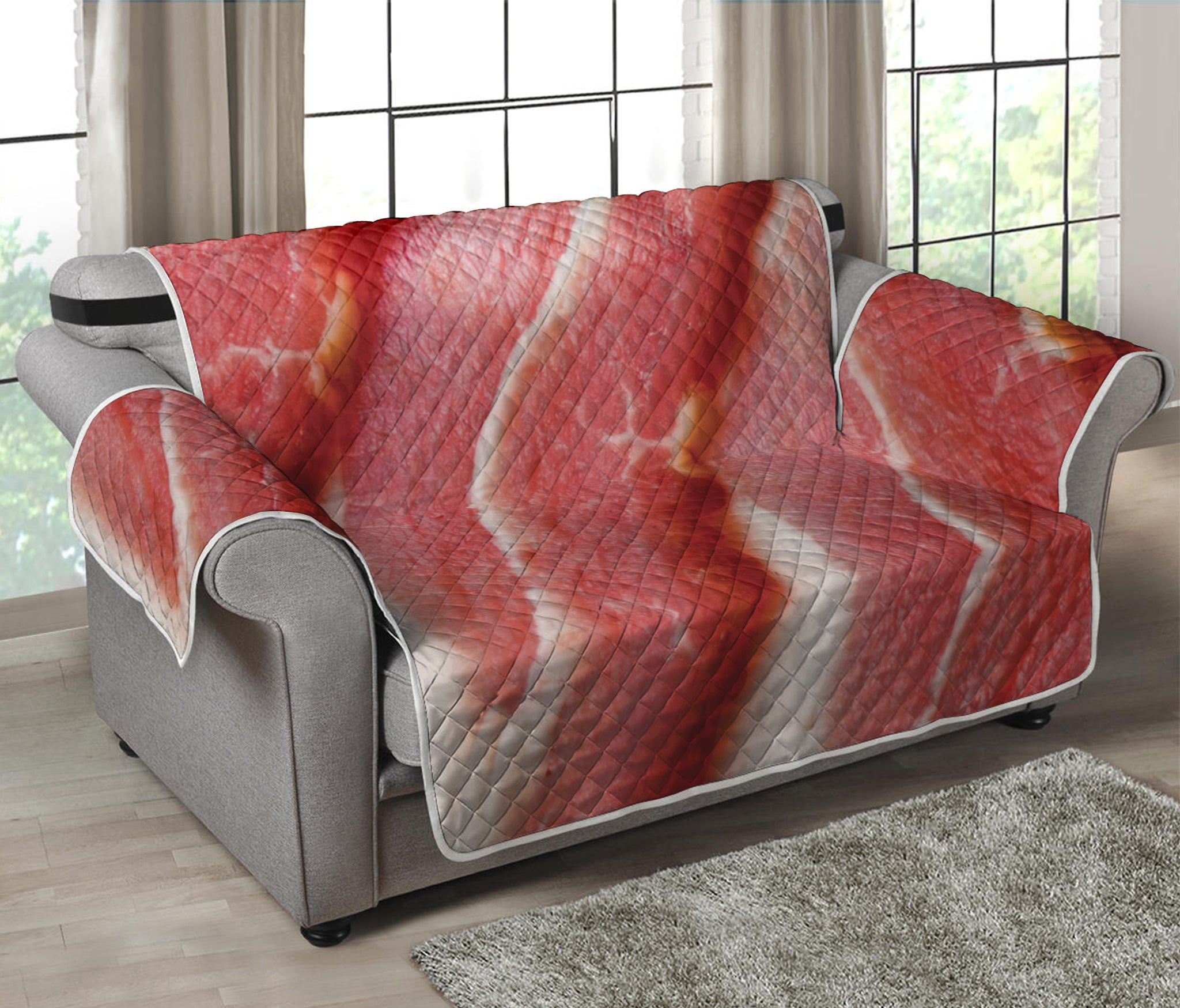 Raw Bacon Print Loveseat Protector