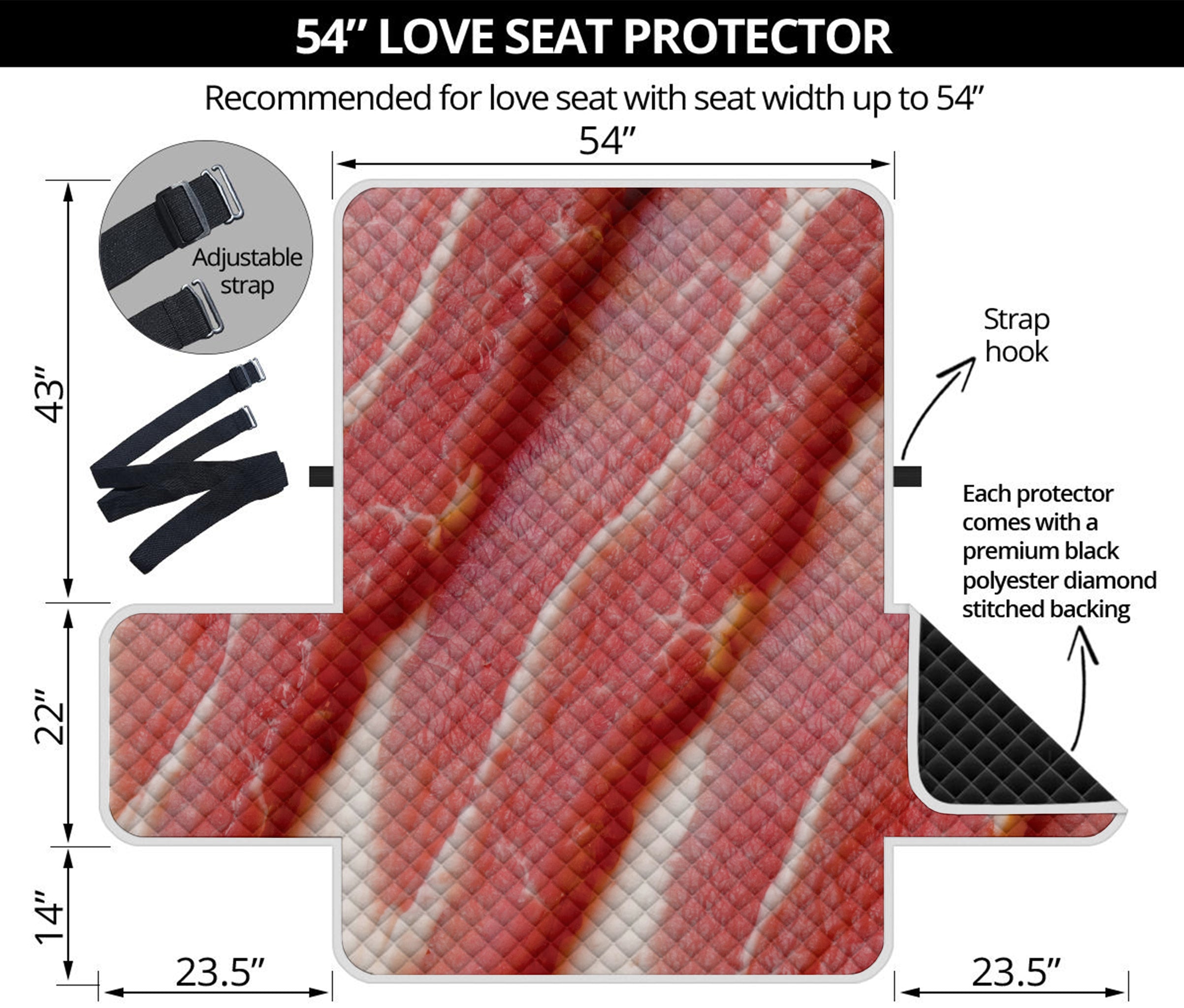 Raw Bacon Print Loveseat Protector