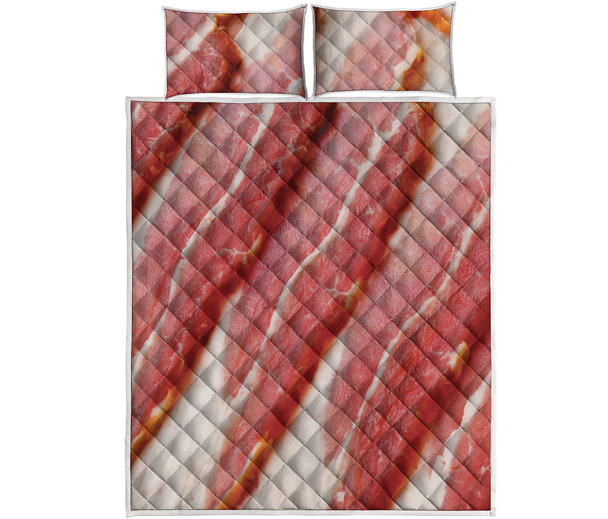 Raw Bacon Print Quilt Bed Set