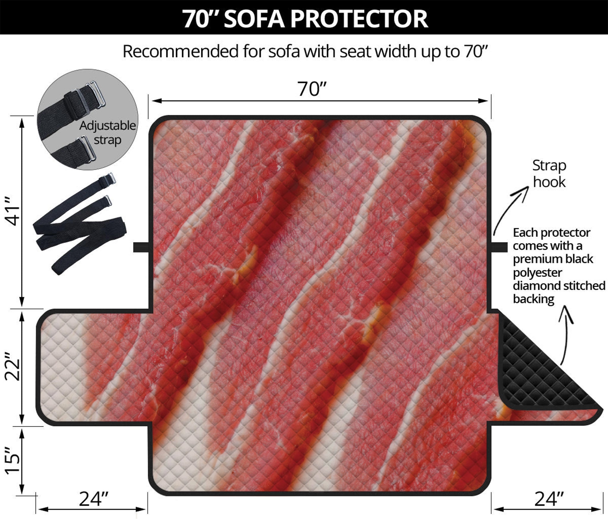 Raw Bacon Print Sofa Protector