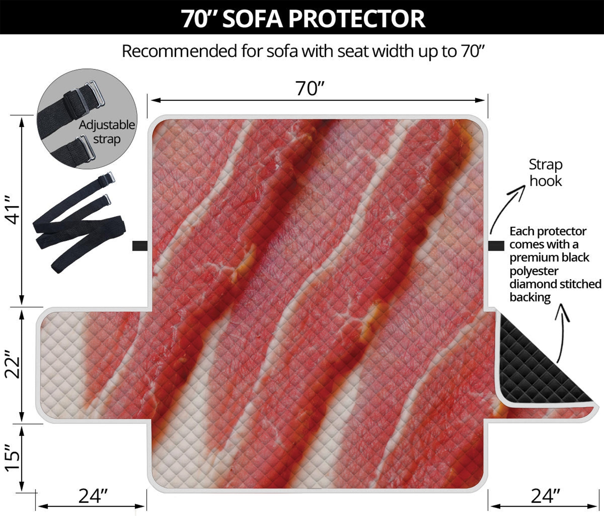 Raw Bacon Print Sofa Protector