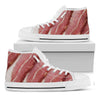 Raw Bacon Print White High Top Shoes